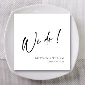 Gepersonaliseerde zwart-wit We doen script bruilof Servet