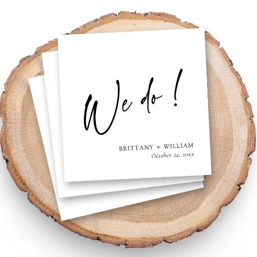 Gepersonaliseerde zwart-wit We doen script bruilof Servet