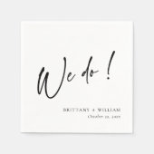 Gepersonaliseerde zwart-wit We doen script bruilof Servet (Voorkant)
