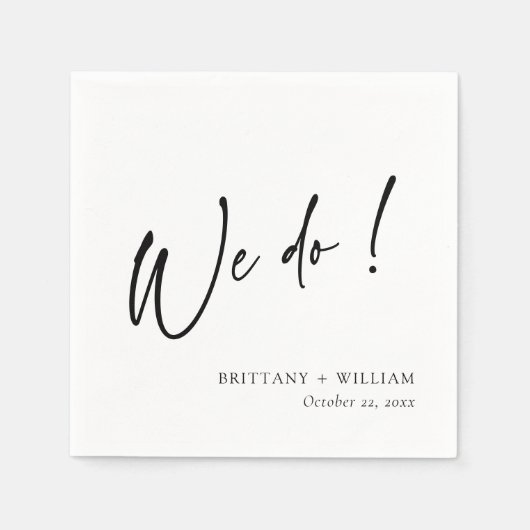 Gepersonaliseerde zwart-wit We doen script bruilof Servet (Voorkant)