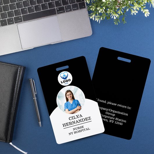 Gepersonaliseerde zwart-wit werknemer Foto-ID Badge