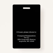 Gepersonaliseerde zwart-wit werknemer Foto-ID Badge (Achterkant)