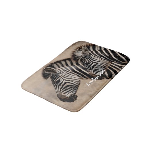 Gepersonaliseerde zwart-wit Zebra Animal Badmat (Gekanteld)
