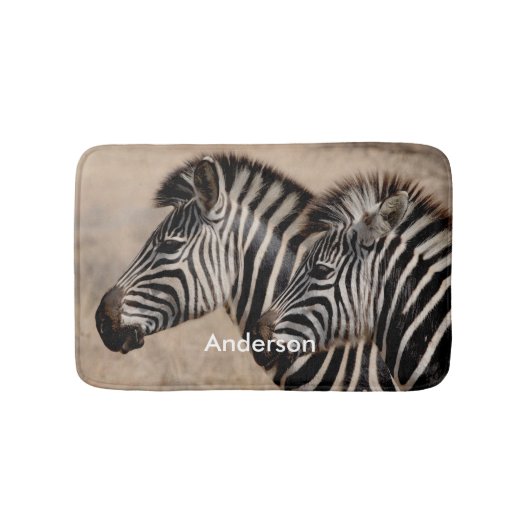 Gepersonaliseerde zwart-wit Zebra Animal Badmat (Voorkant)