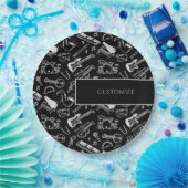 Gepersonaliseerde zwart-witinstrumenten 2 papieren bordje (Feest)