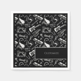 Gepersonaliseerde zwart-witinstrumenten 2 servet