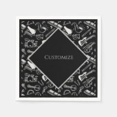 Gepersonaliseerde zwart-witinstrumenten servet (Voorkant)