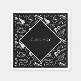 Gepersonaliseerde zwart-witinstrumenten servet