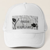 Gepersonaliseerde zwart-witte bloemen BRIDE Pet (Voorkant)