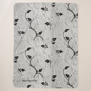 Gepersonaliseerde zwart-witte bloemen Sherpa deken