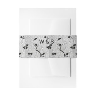 Gepersonaliseerde zwart-witte bloemen uitnodigingen wikkel