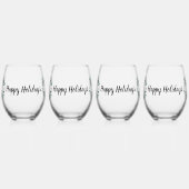 Gepersonaliseerde zwart-witte Buffalo Plaid (F) Wijnglas Zonder Voet (Links)