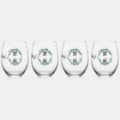 Gepersonaliseerde zwart-witte Buffalo Plaid (I) Wijnglas Zonder Voet (Achterkant)