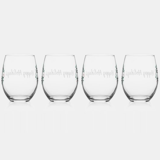 Gepersonaliseerde zwart-witte Buffalo Plaid (K) Wijnglas Zonder Voet (Rechts)