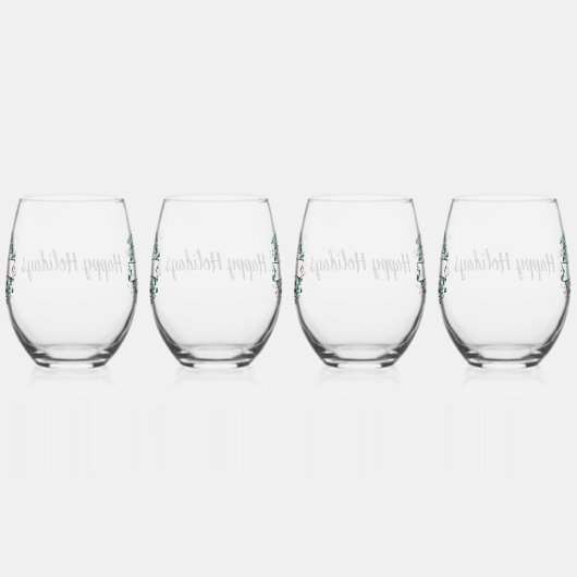 Gepersonaliseerde zwart-witte Buffalo Plaid (L) Wijnglas Zonder Voet (Rechts)