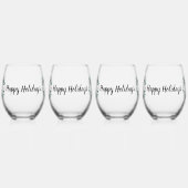 Gepersonaliseerde zwart-witte Buffalo Plaid (T) Wijnglas Zonder Voet (Links)