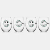 Gepersonaliseerde zwart-witte Buffalo Plaid (U) Wijnglas Zonder Voet (Voorkant)