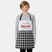 Gepersonaliseerde zwart-witte buffel Plaid Kinder Schort (Gedragen)