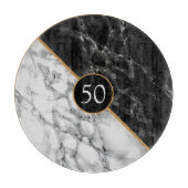 Gepersonaliseerde zwart witte faux marmeren snijpl snijplank (Voorkant)