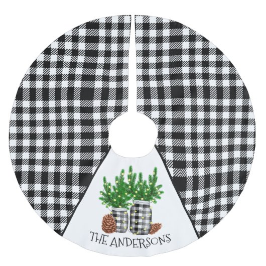 Gepersonaliseerde zwart witte kerst kerstboom rok (Voorkant)