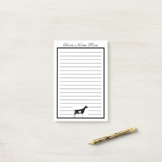 Gepersonaliseerde zwart-witte LaMancha Dairy Goat Post-it® Notes (Op bureau)