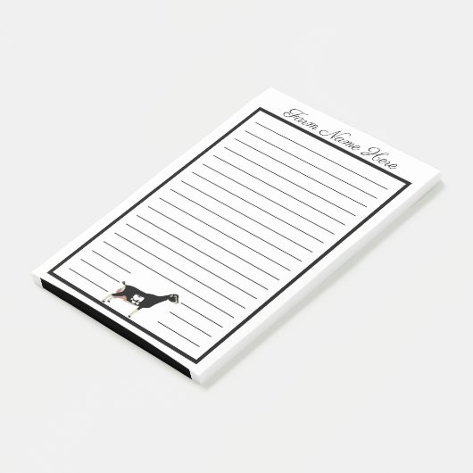 Gepersonaliseerde zwart-witte LaMancha Dairy Goat Post-it® Notes (Schuin)