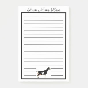 Gepersonaliseerde zwart-witte LaMancha Dairy Goat Post-it® Notes