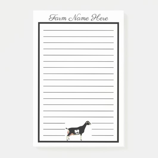 Gepersonaliseerde zwart-witte LaMancha Dairy Goat Post-it® Notes (Voorkant)