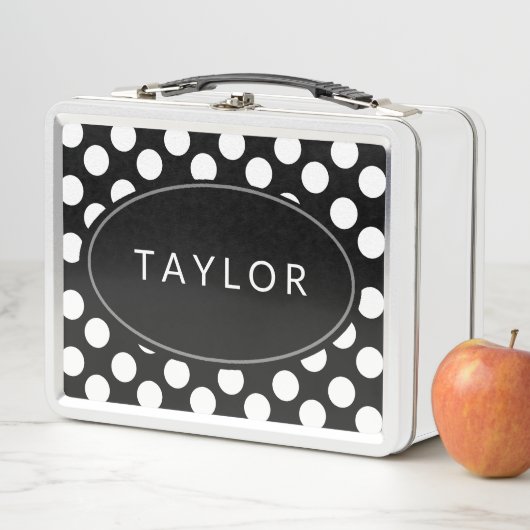 Gepersonaliseerde Zwart-witte Lunchbox van de Stip (In situ)