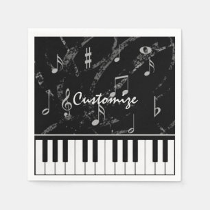 Gepersonaliseerde zwart-witte piano-muziek Napkins Servet