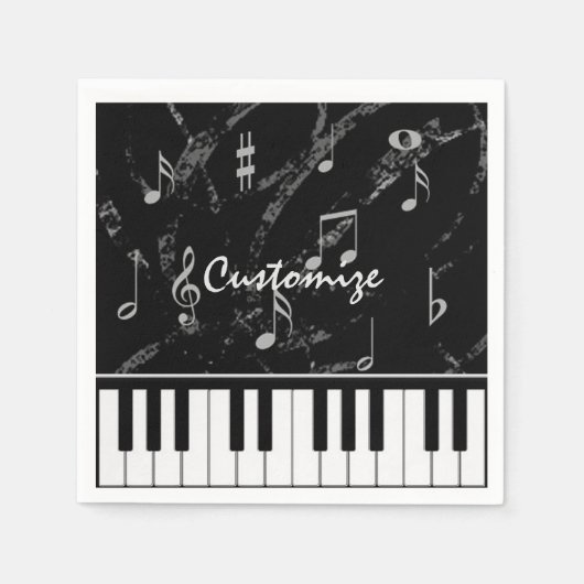 Gepersonaliseerde zwart-witte piano-muziek Napkins Servet (Voorkant)