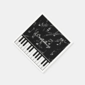 Gepersonaliseerde zwart-witte piano-muziek Napkins Servet (Hoek)