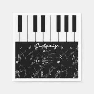 Gepersonaliseerde zwart-witte piano-muziek Napkins Servet