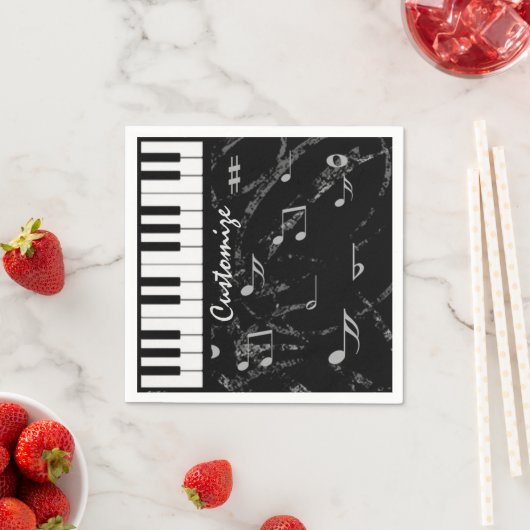 Gepersonaliseerde zwart-witte piano-muziek Napkins Servetten (Insitu)