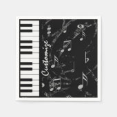Gepersonaliseerde zwart-witte piano-muziek Napkins Servetten (Voorkant)