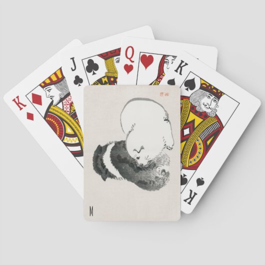 Gepersonaliseerde zwart-witte puppies Kōno Bairei Pokerkaarten (Achterkant)