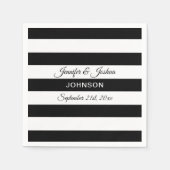 Gepersonaliseerde zwart witte strepen bruiloft servet (Voorkant)