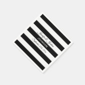 Gepersonaliseerde zwart witte strepen bruiloft servet (Hoek)