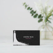 Gepersonaliseerde zwart-witte trouwjurk visitekaartje (Staand voorkant)