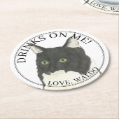 Gepersonaliseerde zwart-witte Tuxedo Ragamuffin Ca Ronde Kartonnen Onderzetter (Gebogen)