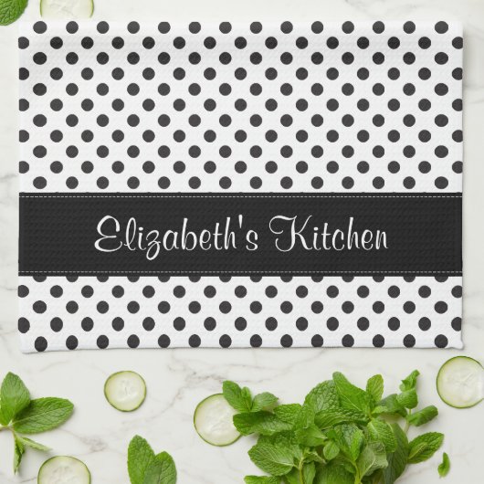 Gepersonaliseerde zwart-witwandelaar theedoek (Gevouwen)