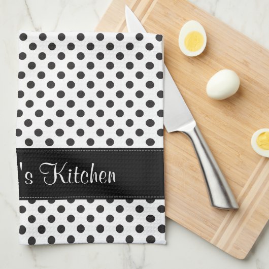 Gepersonaliseerde zwart-witwandelaar theedoek (Quarter Fold)