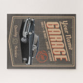 Gepersonaliseerde zwarte 1957 Chevy Garage Legpuzzel (Horizontaal)