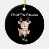 Gepersonaliseerde Zwarte 1e Baby Meisje Eerste Ker Keramisch Ornament (Voorkant)