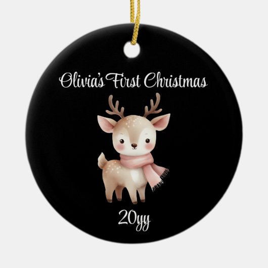 Gepersonaliseerde Zwarte 1e Baby Meisje Eerste Ker Keramisch Ornament (Voorkant)