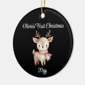 Gepersonaliseerde Zwarte 1e Baby Meisje Eerste Ker Keramisch Ornament (Links)