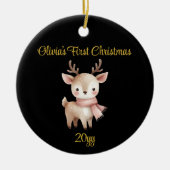 Gepersonaliseerde Zwarte 1e Baby Meisje Eerste Ker Keramisch Ornament (Voorkant)