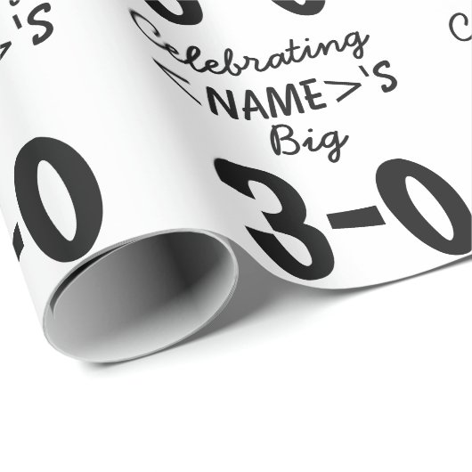 Gepersonaliseerde zwarte 30e verjaardag cadeaupapier (Rol Hoek)