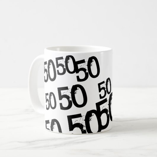 Gepersonaliseerde zwarte 50e verjaardag Mok aangep (Voorkant links)