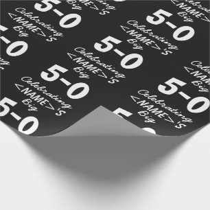Gepersonaliseerde Zwarte 50ste Verjaardag Cadeaupapier
